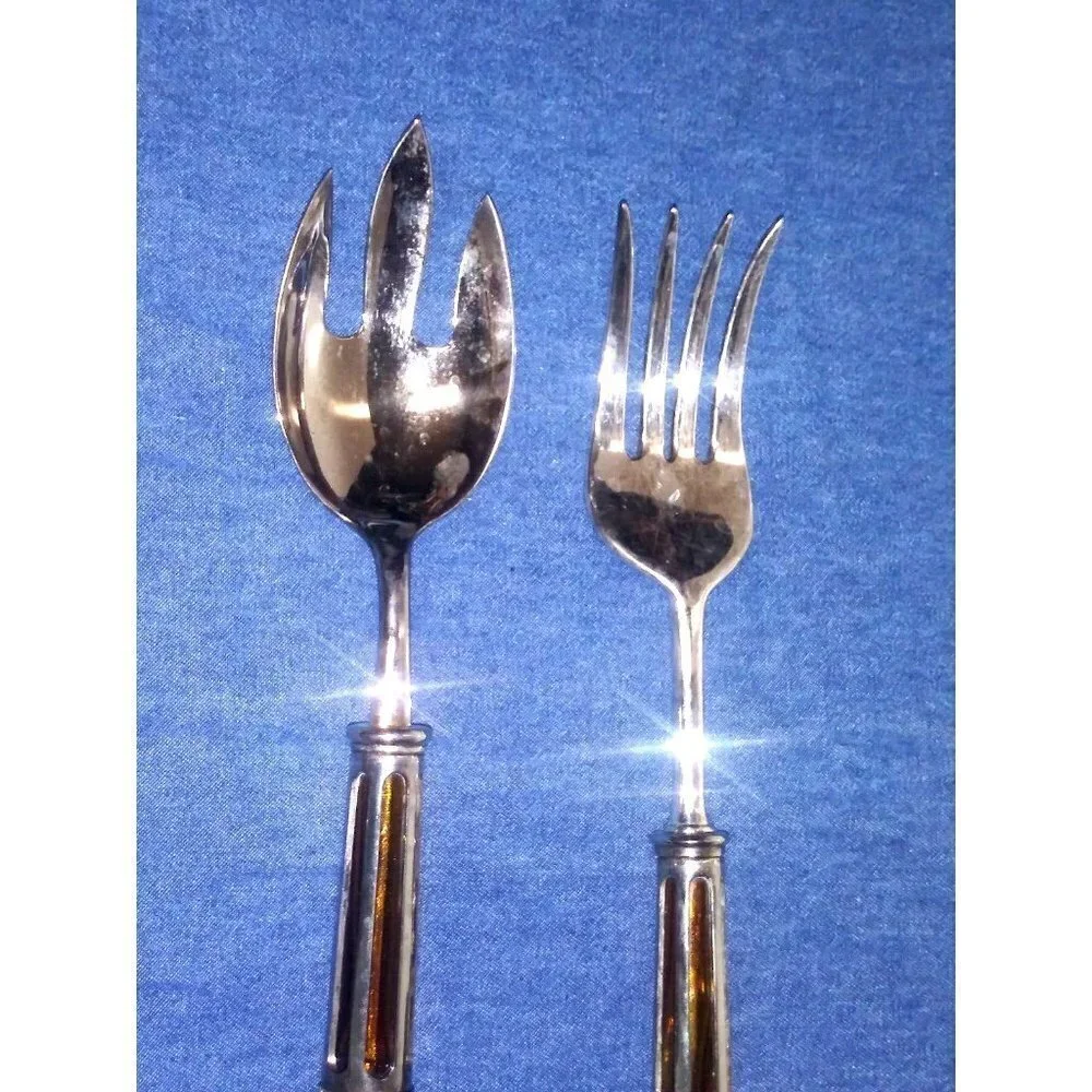 Serving Spoon Set PINEAPPLE design Silver Plated 2 Pc INTERNATIONAL SILVER CO